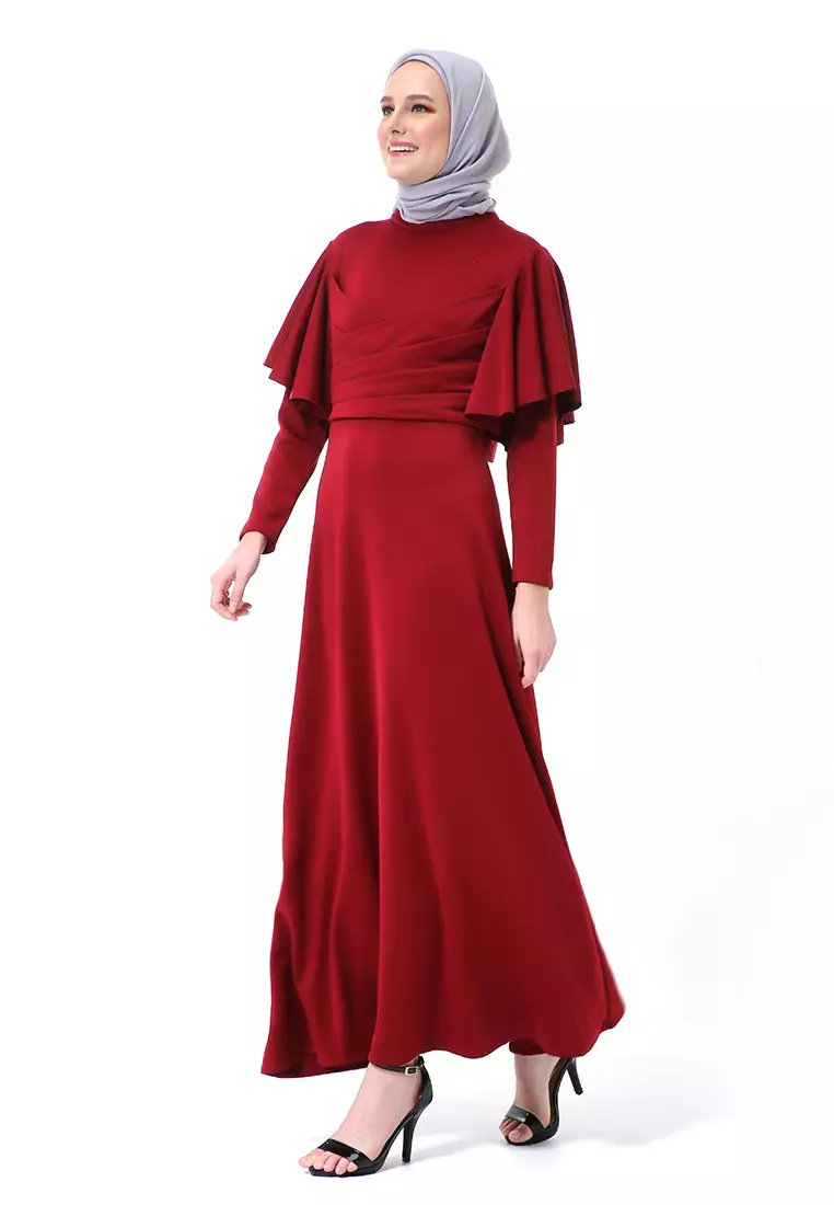 Zeta Dress Fashion Muslimah Wanita Long Sleeve Style Basic Relaxed Fit - Maroon