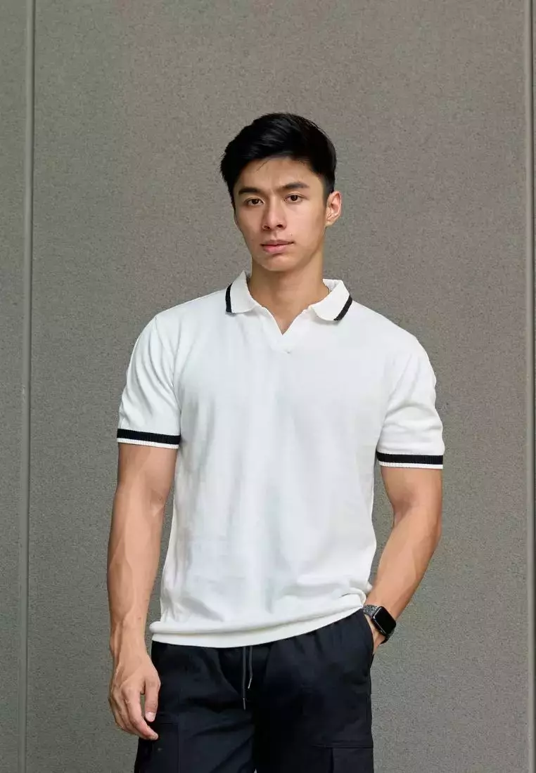 Kale Lyon White / Polo Shirt Pria / Atasan Kaos Polo Rajut Pria