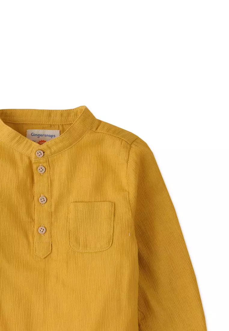 Baby Boys Crumpled Mandarin Collar Shirt