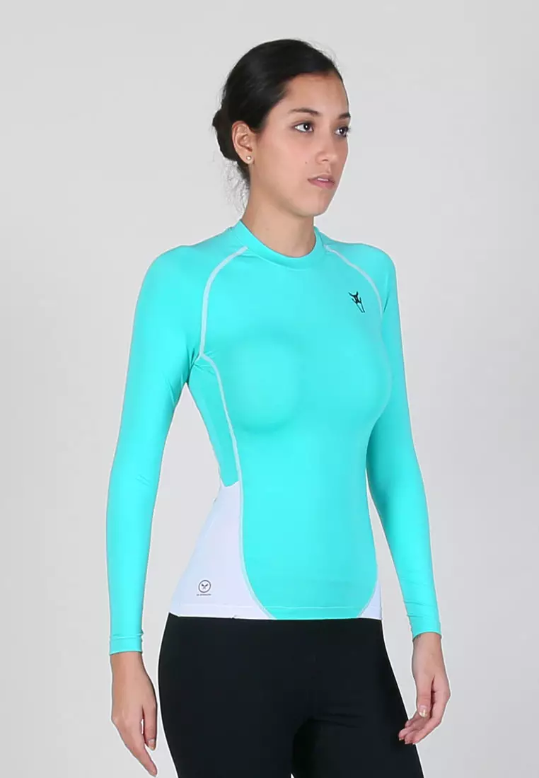 Amnig Women Maxforce Dual Tone Compression Long Sleeve Top (Mint)