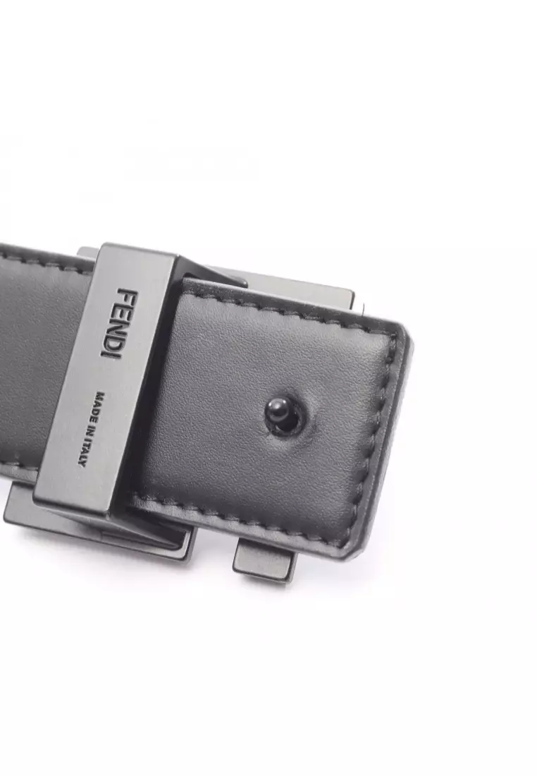 Pre-Loved Fendi FF Square reversible belt leather black