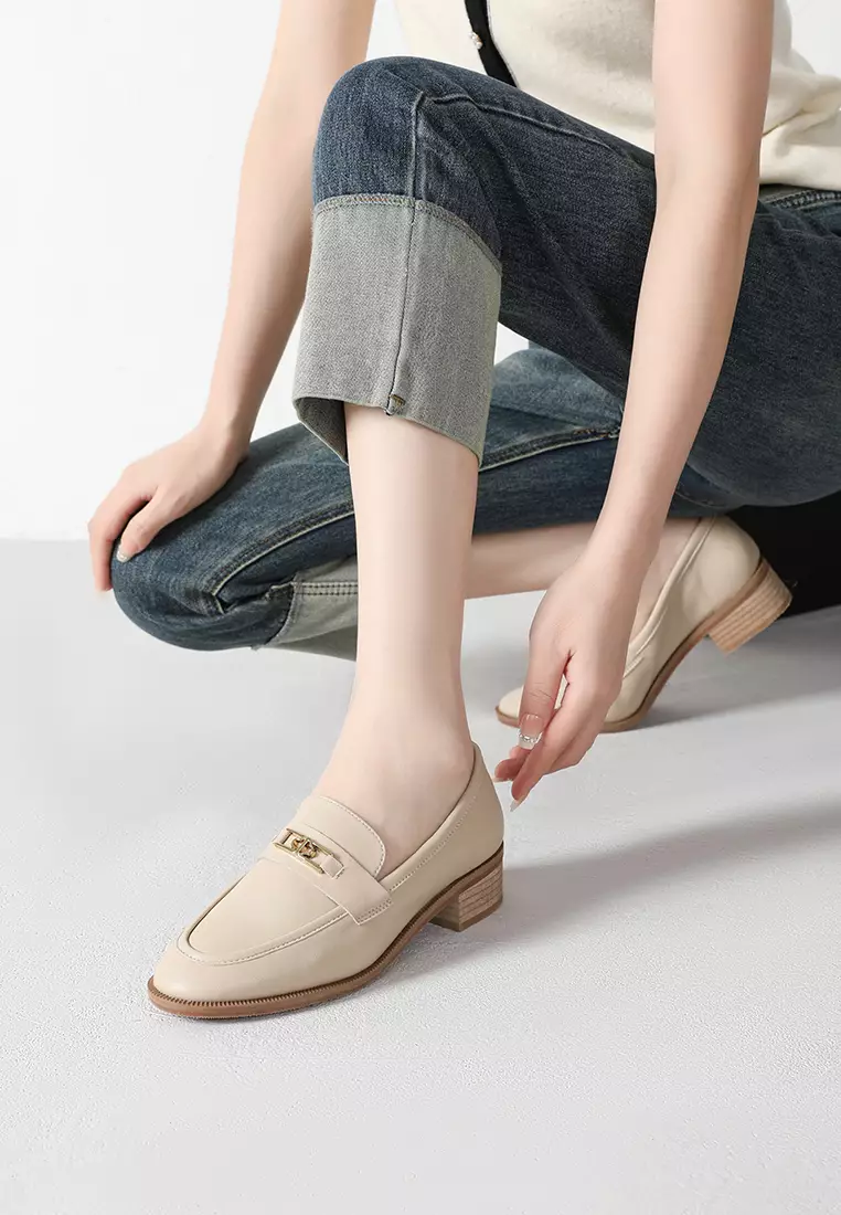 金屬搭扣真皮樂福鞋 TH128-9