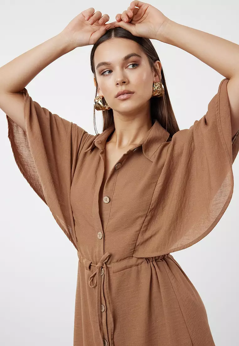 Buy Trendyol Flared Sleeves Chiffon Midi Dress 2025 Online ZALORA
