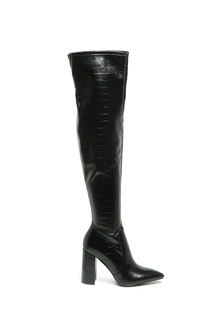 Knee High Leopard Print Block Heeled Boot