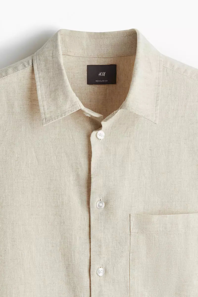 Regular Fit Short-sleeved linen-blend shirt