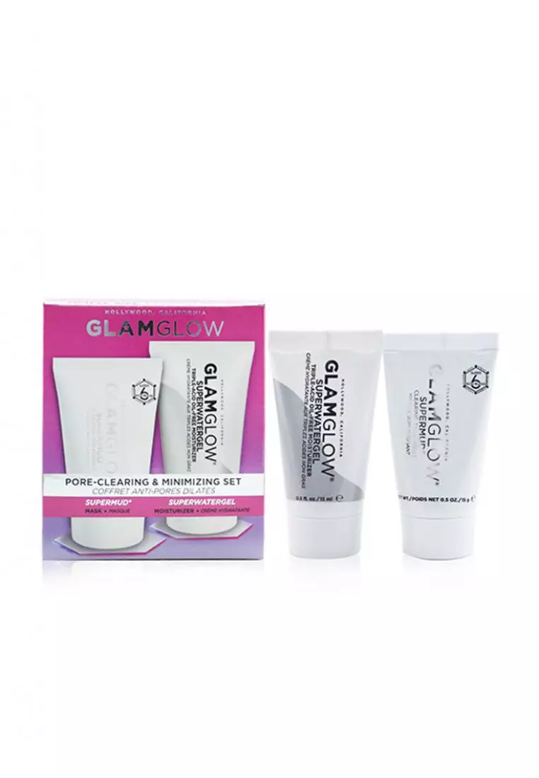 Glamglow - Pore-Clearing & Minimizing Set: Supermud Clearing Treatment 15G + Superwatergel Moisturizer 15Ml 2Pcs