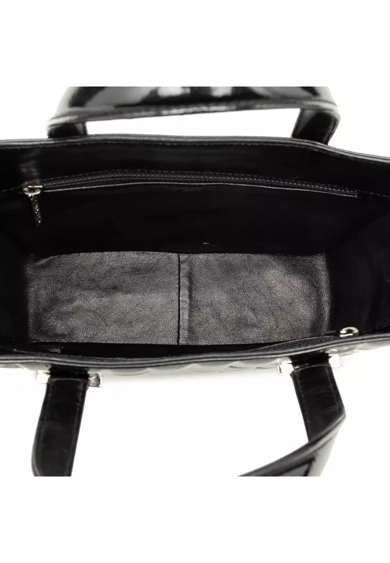 Pre-Loved Chanel Cc Chocolate Bar Patent Tote