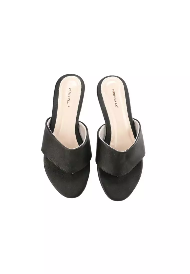 Isabella Sandal wanita Jepit Flat Slip On - Black