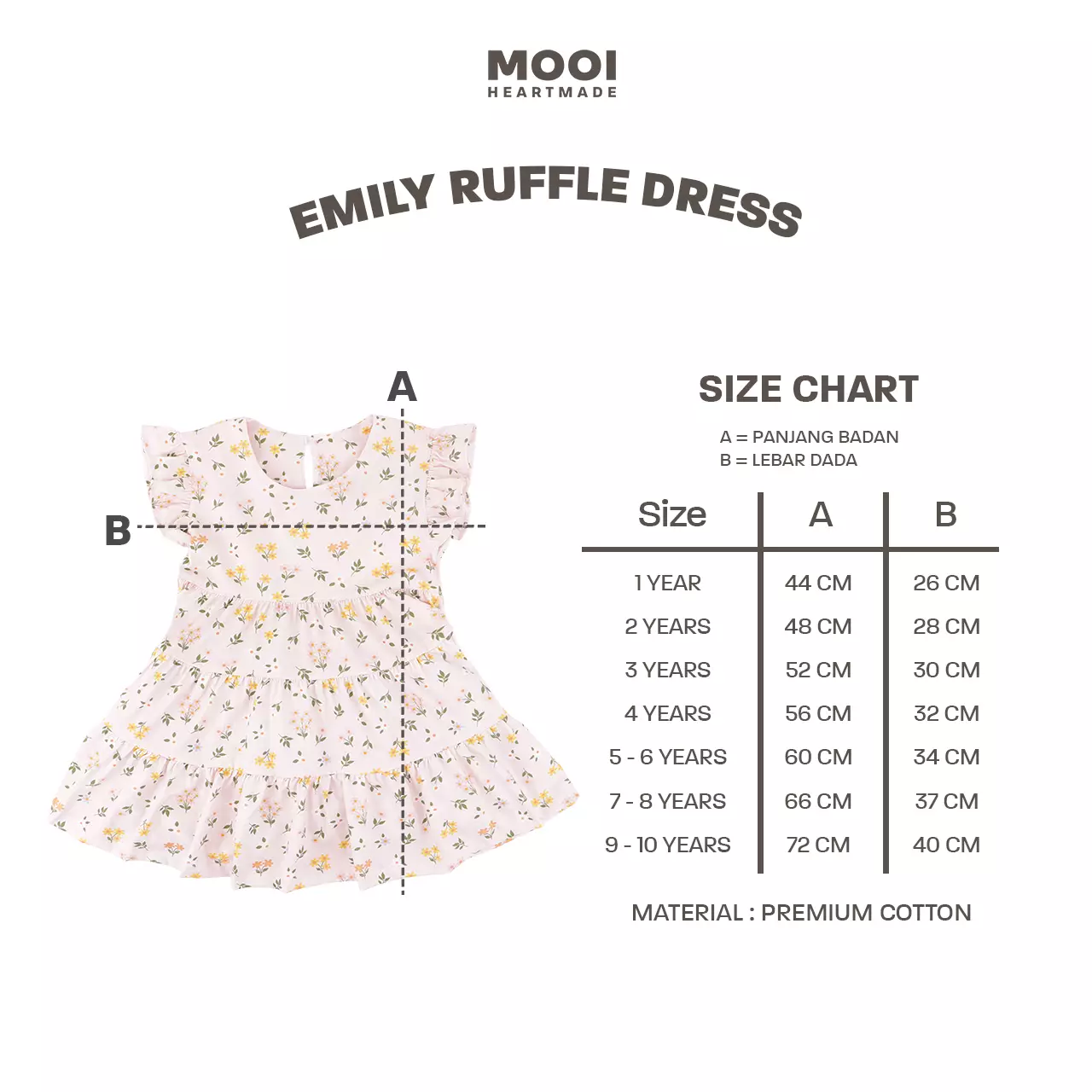 Mooi Dress Anak Perempuan Emily Ruffle Dress - Pink Snow