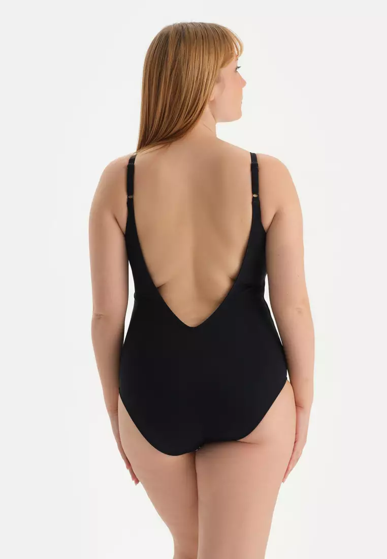 White-Black Minimizer Swimsuit, Flower Printed, Minimizer, Full-Cup, Non-wired, Swimwear for Women