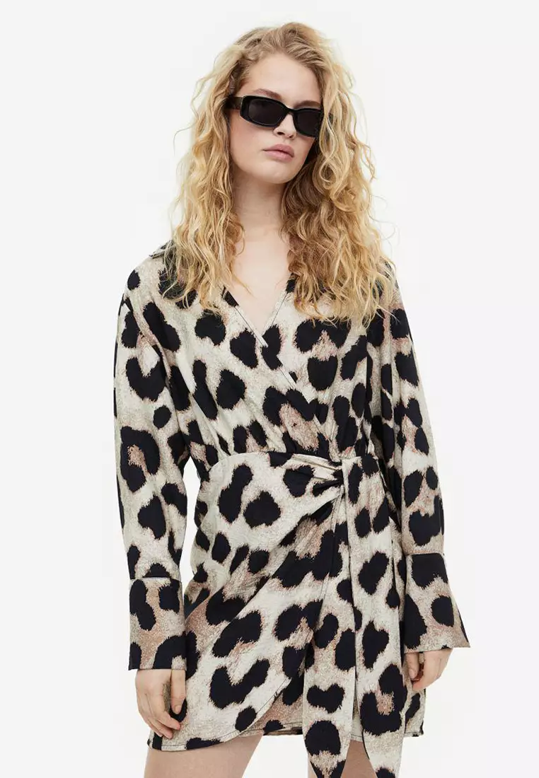 H&m leopard wrap dress clearance