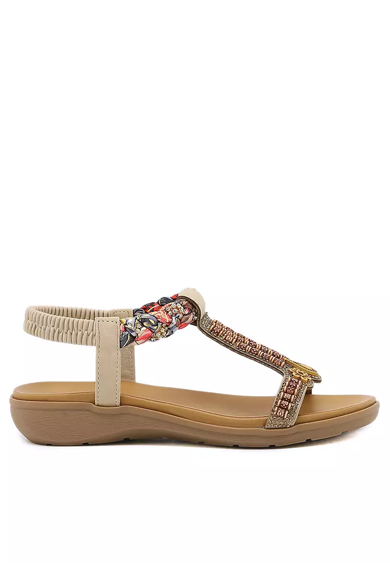 Discount on Twenty Eight Shoes  shoes - SKU: Elastic Strap Flat Sandals Alm2230-3