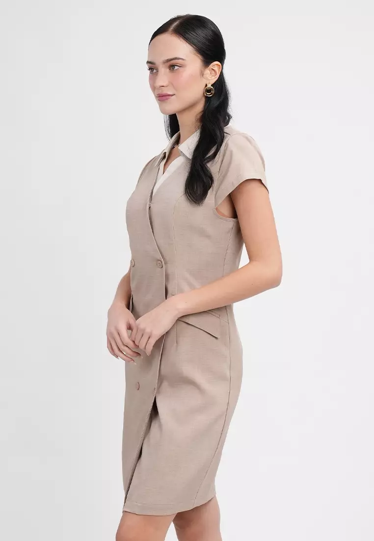 Nina Double-Breasted Collared Sheath Dress