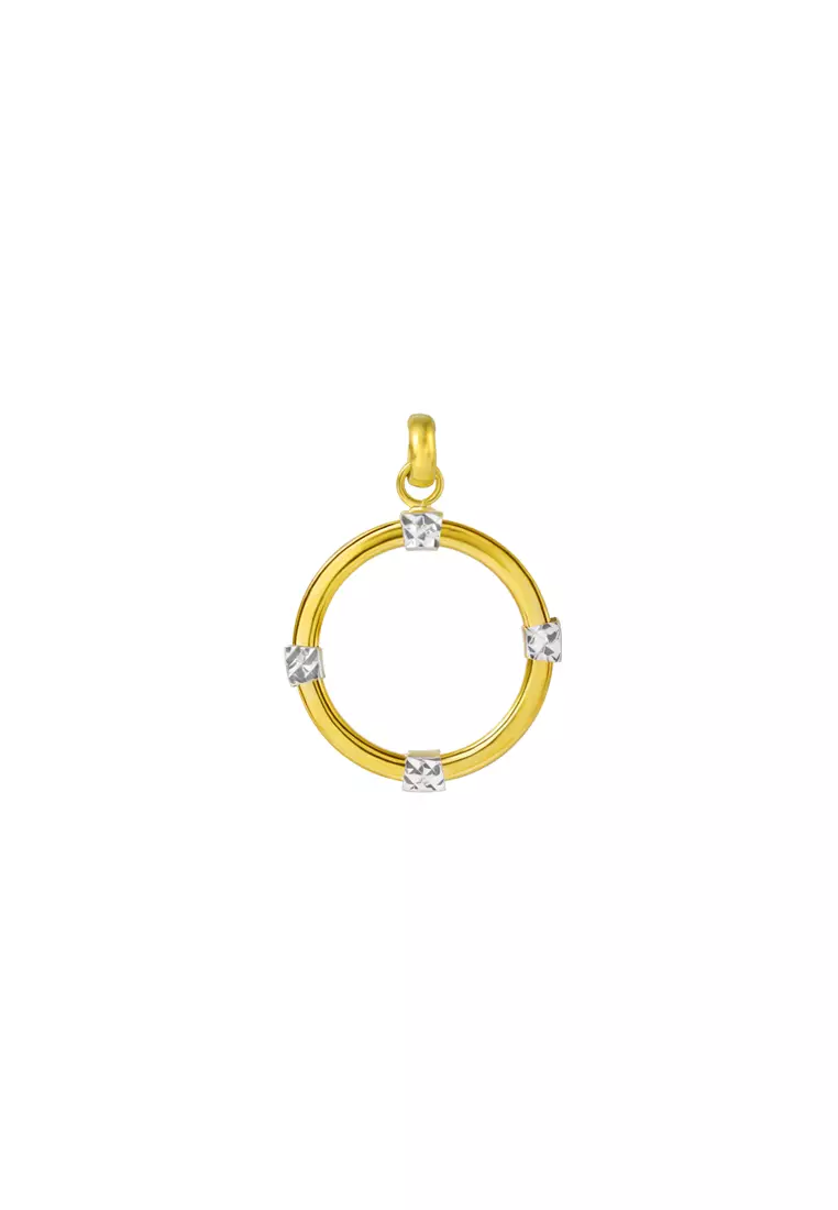 TOMEI Lusso Italia Dual-Tone Circle Pendant, Yellow Gold 916