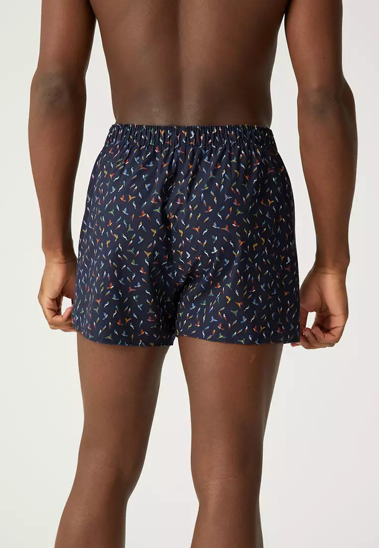 3pk Pure Cotton Bird Print Woven Boxers