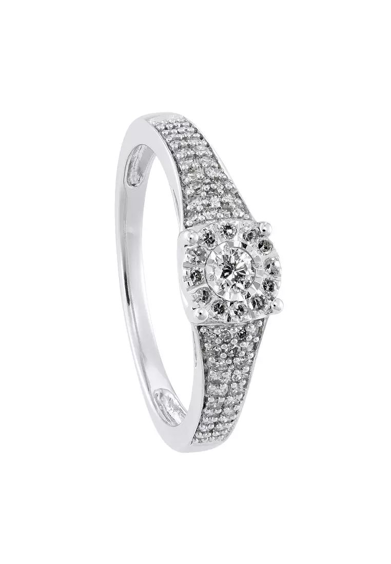 HABIB Round Diamond Ring in 375/9K White Gold 25696