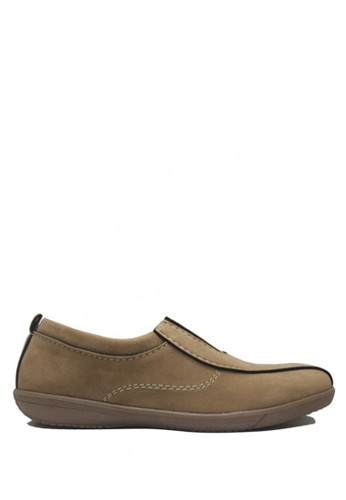 D-Island Shoes Comfort Loafers Suede Soft Brown
