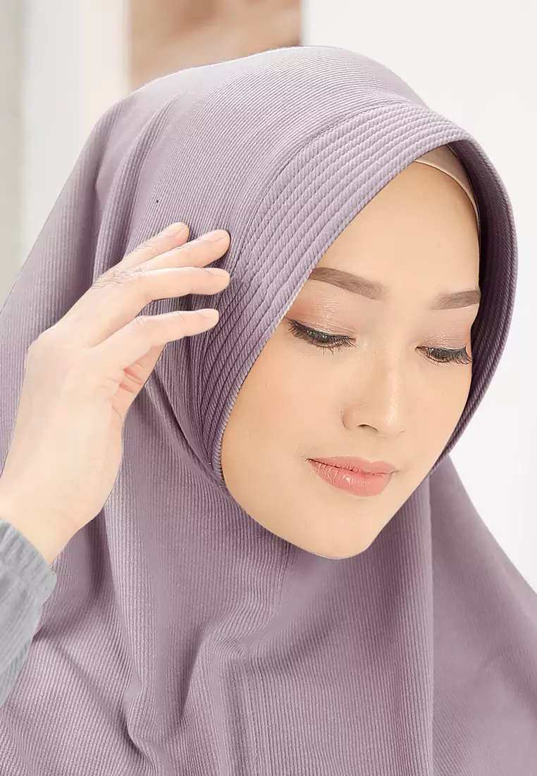 Zelena - Naya Knit Bergo | Hijab Instan Pad Lasercut - Purple Jasper