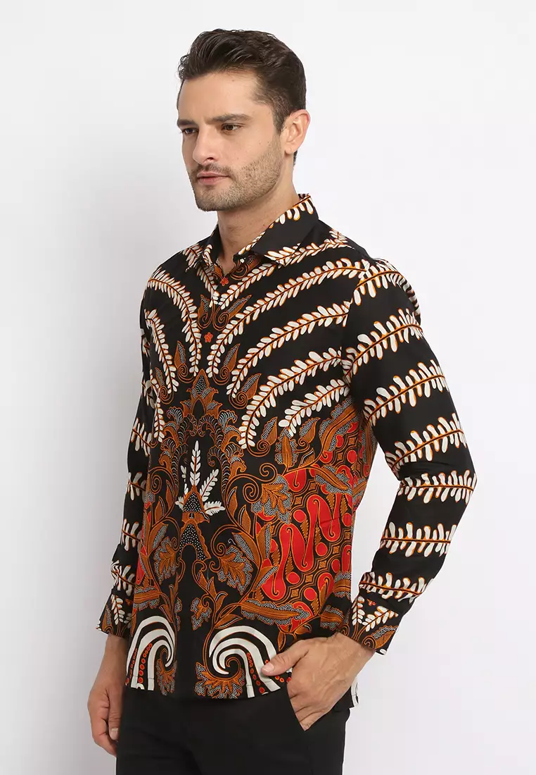 MAGINOT GASENDRA BLACK Batik Slim Fit Lengan Panjang