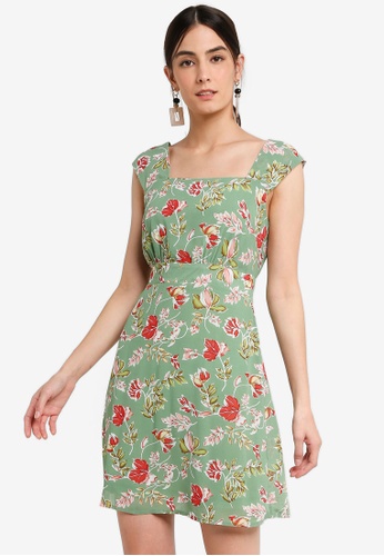 Buy Zalora Square Neck Fit And Flare Dress Online On Zalora Singapore