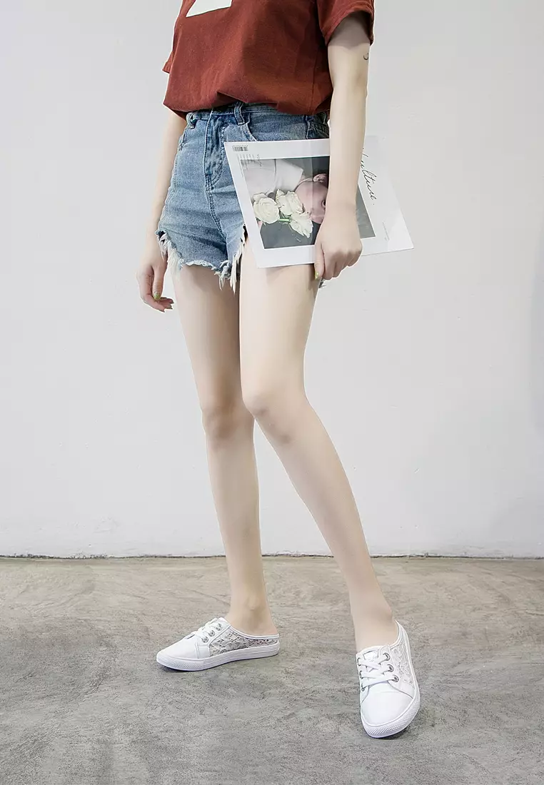 Comfortable Lace Stitched Leather Slip-Ons RX9917