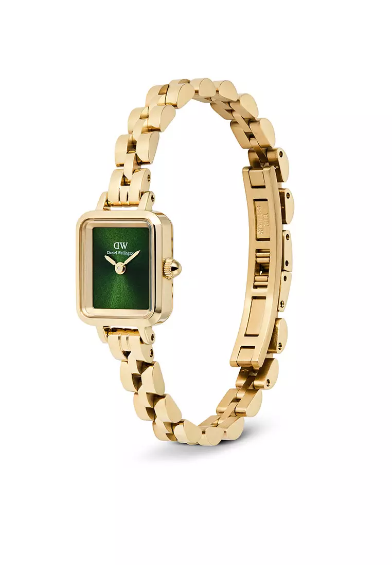 Quadro Mini Arch 3-Link Emerald Sunray Gold Women Watch stainless steel watch DW Official Authentic Original