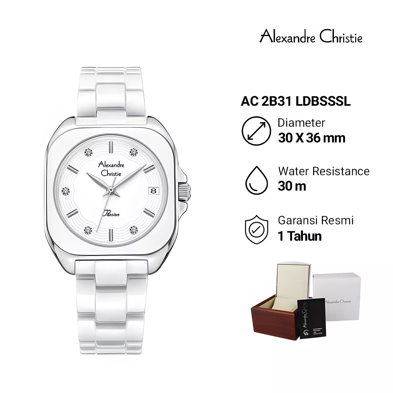 Jam Tangan Analog Wanita - Passion Series - Silver White Stainless Steel - Ceramic Band - 2B31 LDBSSSL 