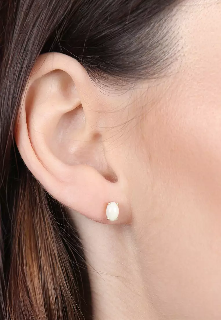 Pearl Oval Studs 18k Gold
