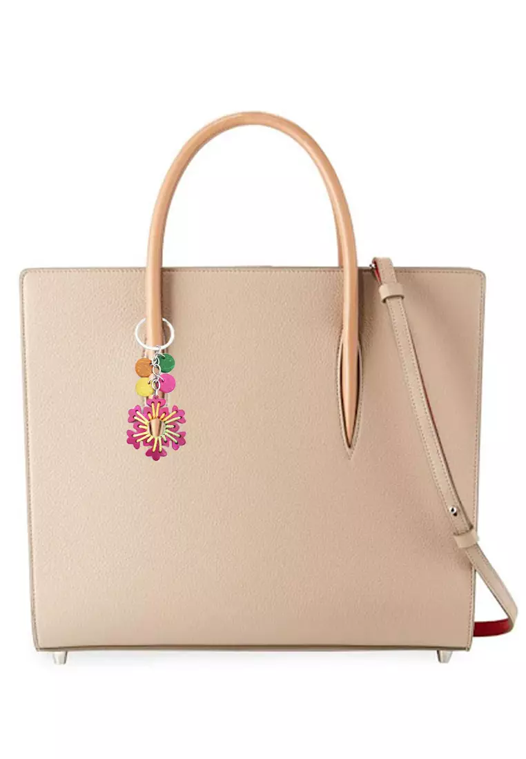 Women's Accessories Snow-flake Shaped Thread Work Wooden Beads Keychain Pink