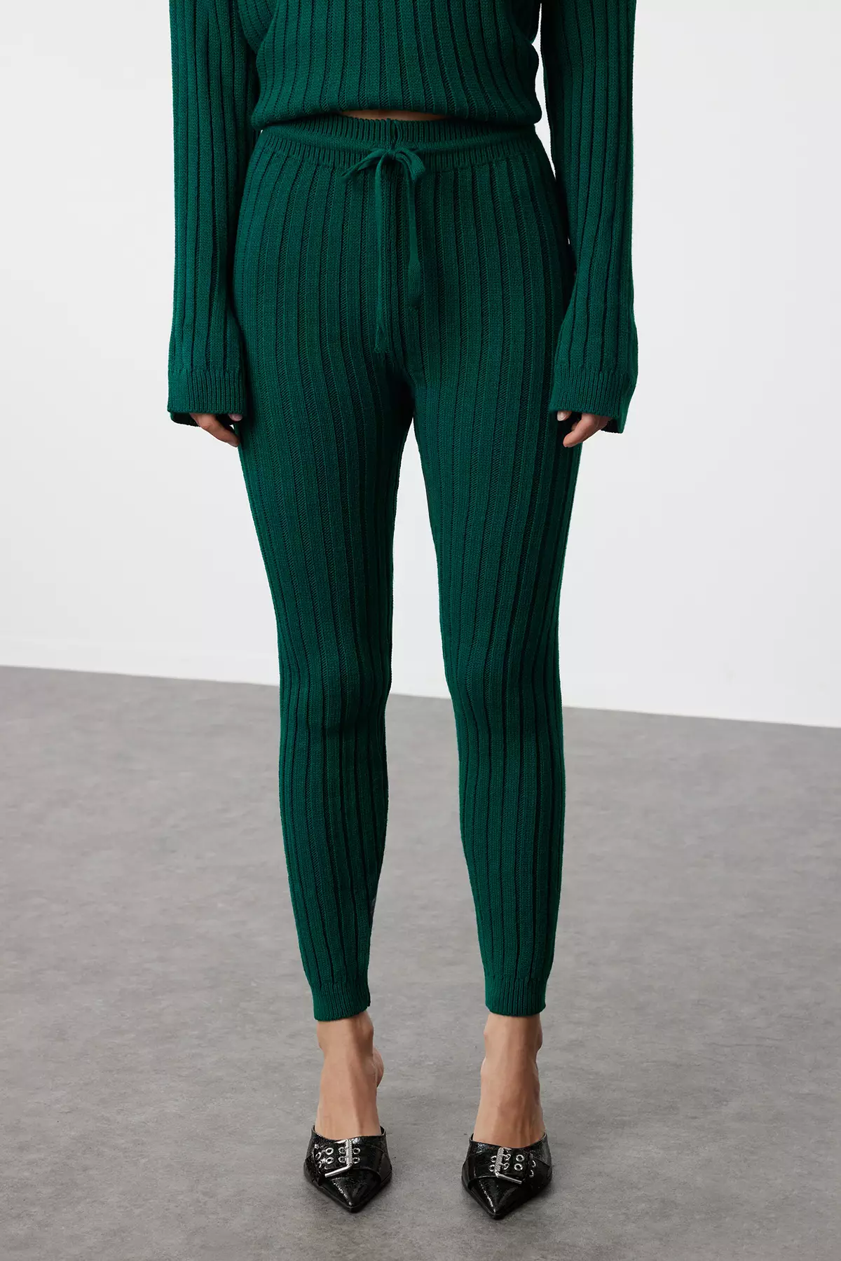 Wide Fit Emerald Green Corded Knitwear Set