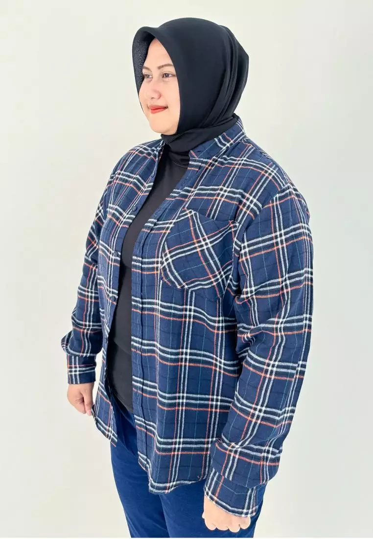 Lezahrasignature Kemeja Flanel Panjang Wanita (Jumbo Fit BB 95 kg)
