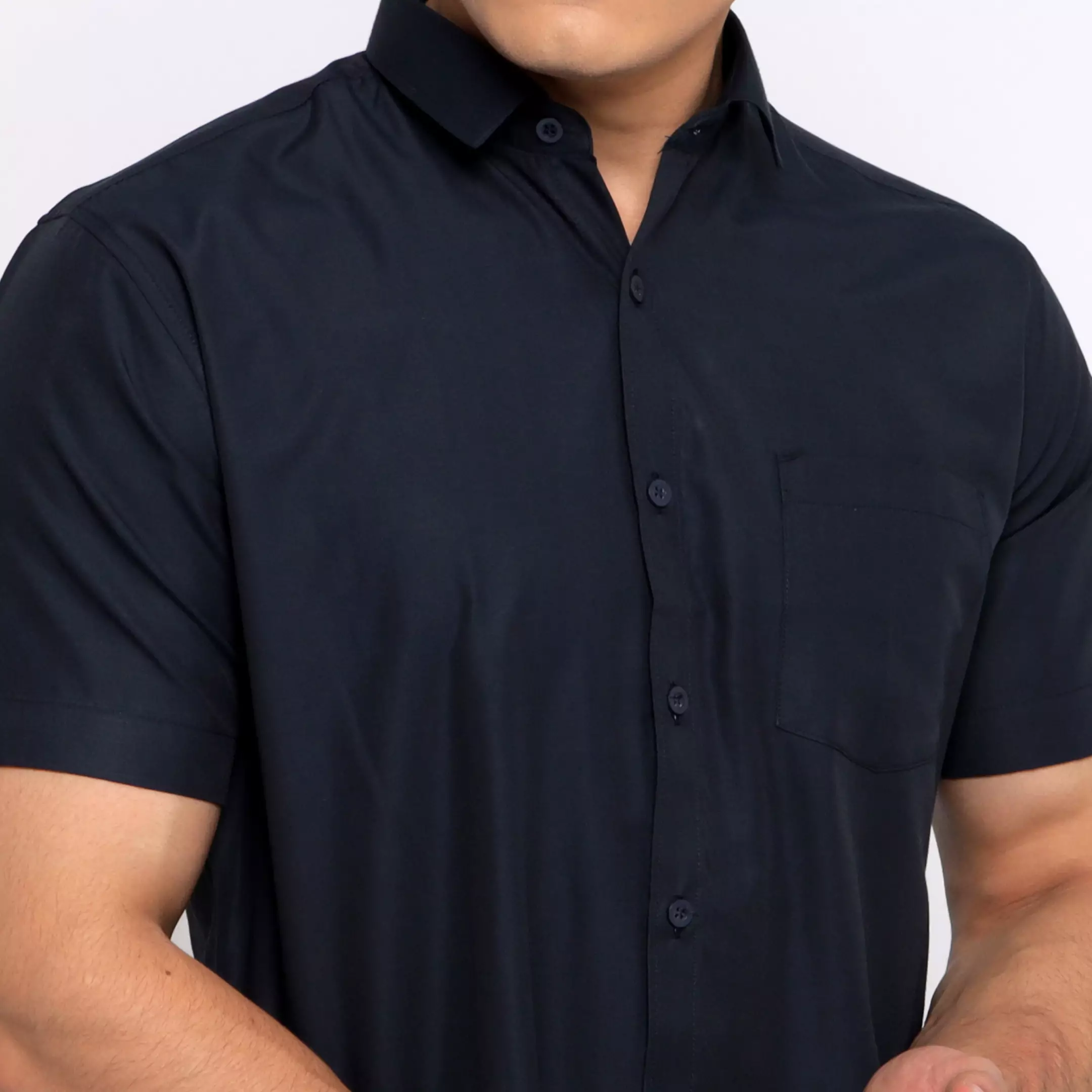 Simple Perfect Kemeja Pria Lengan Pendek Polos | Premium Solid Basic Gallant Shirt 2233 Navy