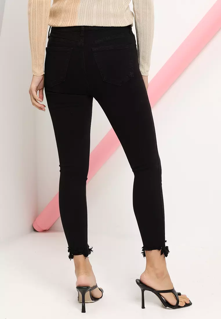 Frayed hem jeans top topshop