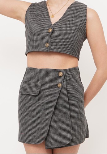 Lux Houndstooth Wool Mini Skirt