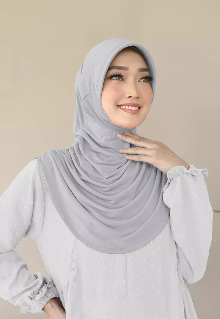 Zelena - Mahika Bergo | Hijab Instan Daily | Bergo Pad Kerut - Mineral Gray