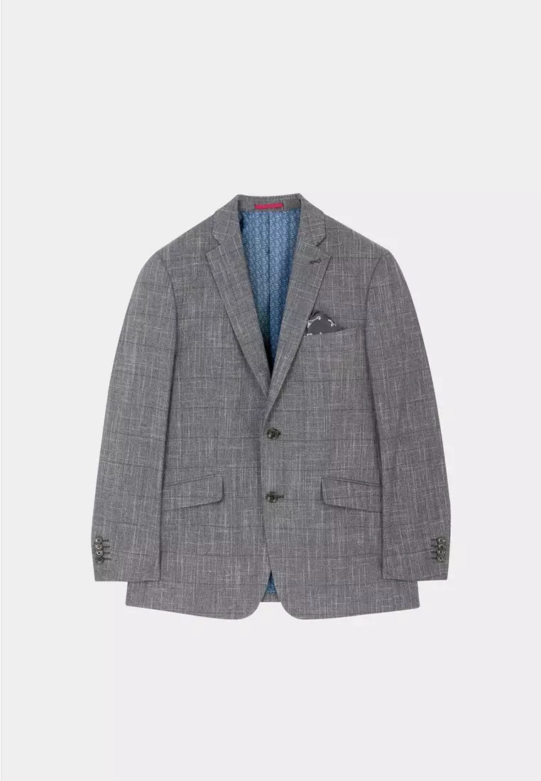 深灰紋理修身西裝外套