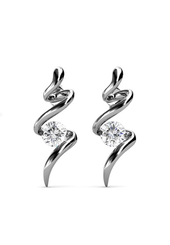 Her Jewellery silver Spiral Earrings(White Gold) -  Made with premium grade crystals from Austria HE210AC39HPKSG_1