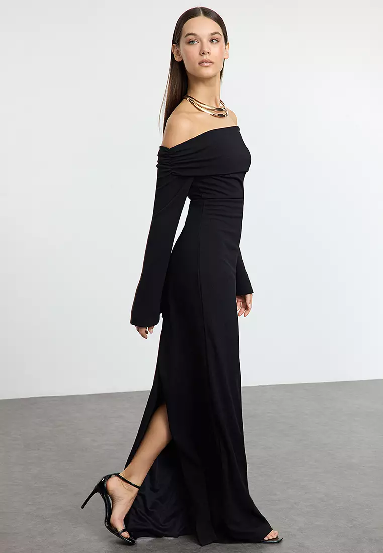 Carmen Neckline Long Stylish Evening Dress