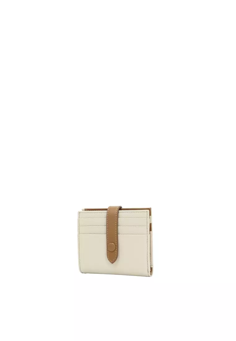 Snap Button Wallet - Beige