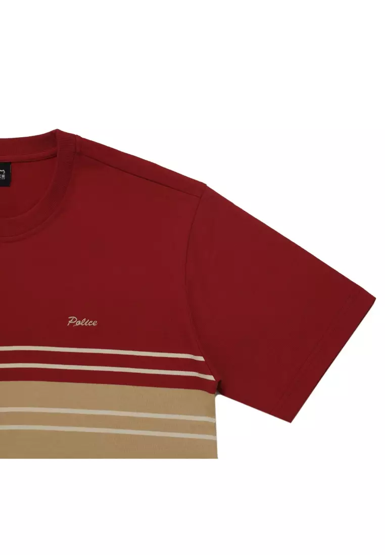 POLICE T-Shirt Salur Bordir Cotton Premium Tebal Pria 53006