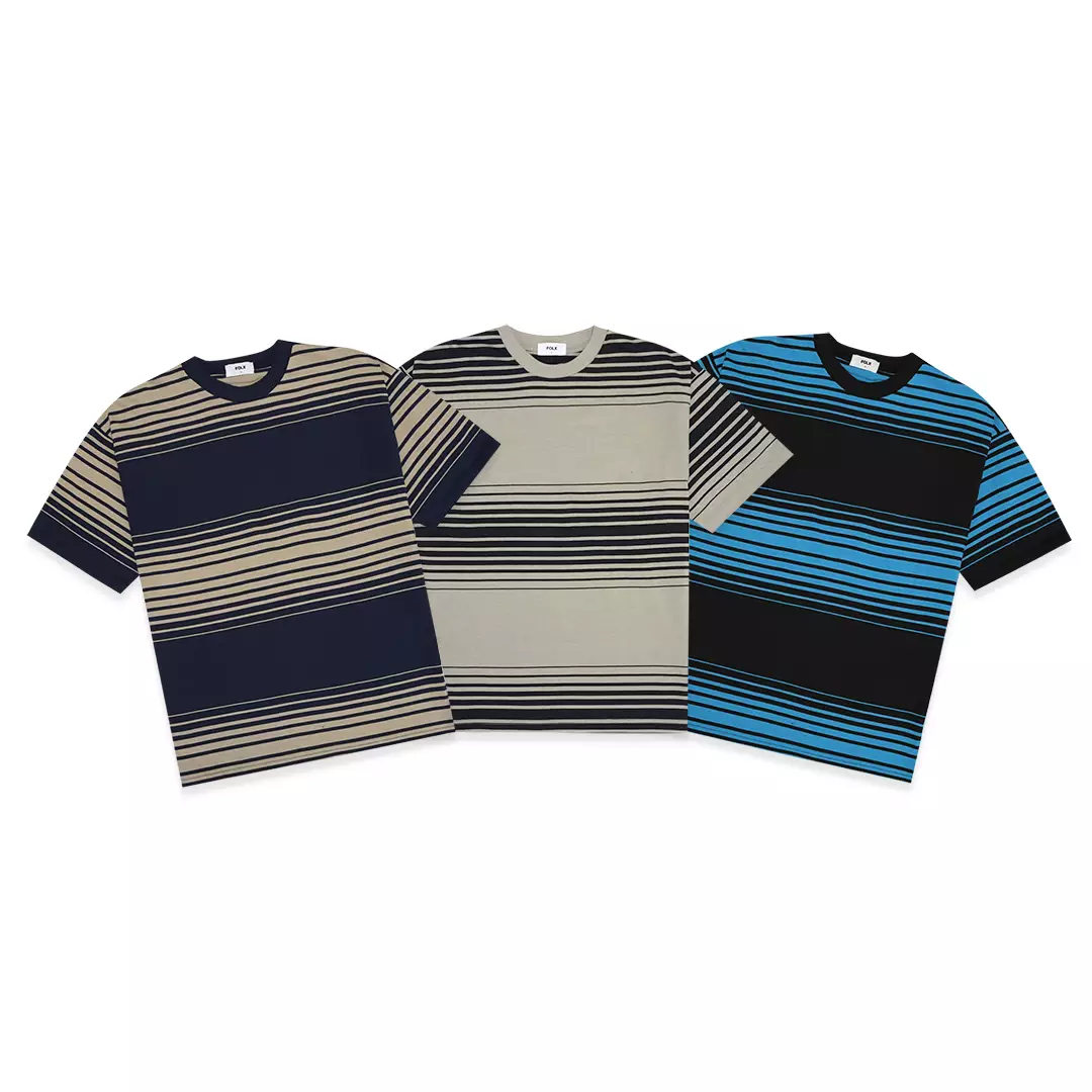 Double Colors Stripes T-Shirt Black