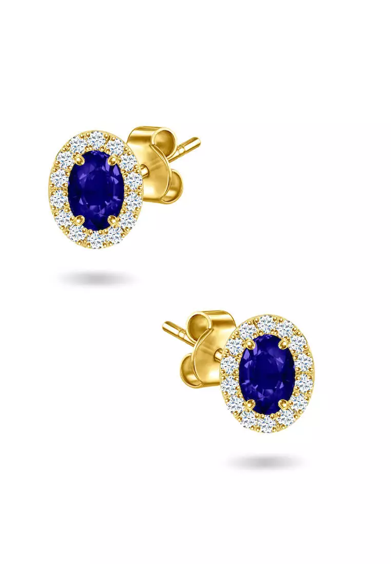 Gold sapphire outlet earrings