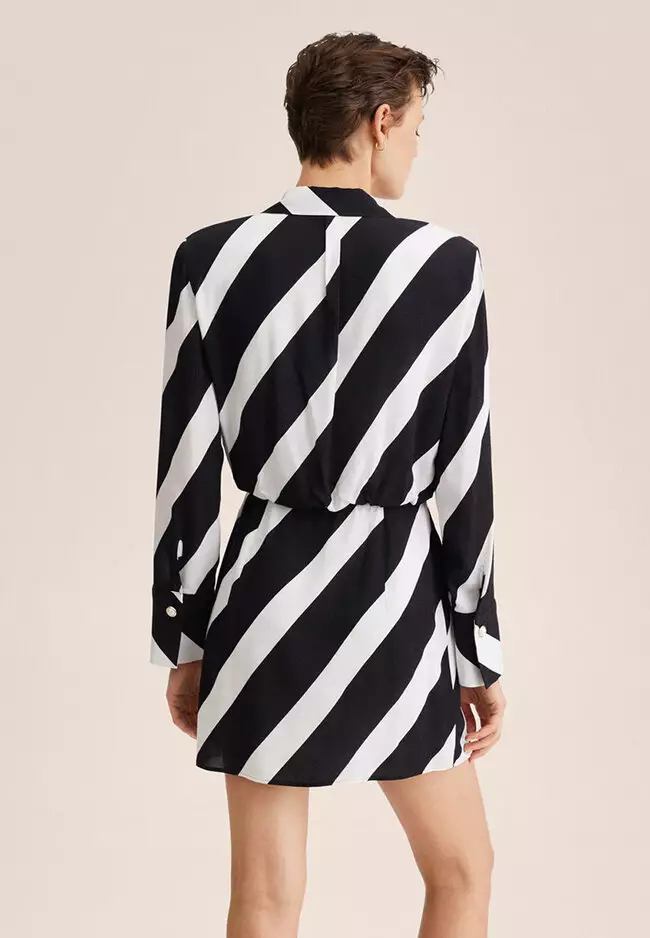 Mango striped wrap outlet dress