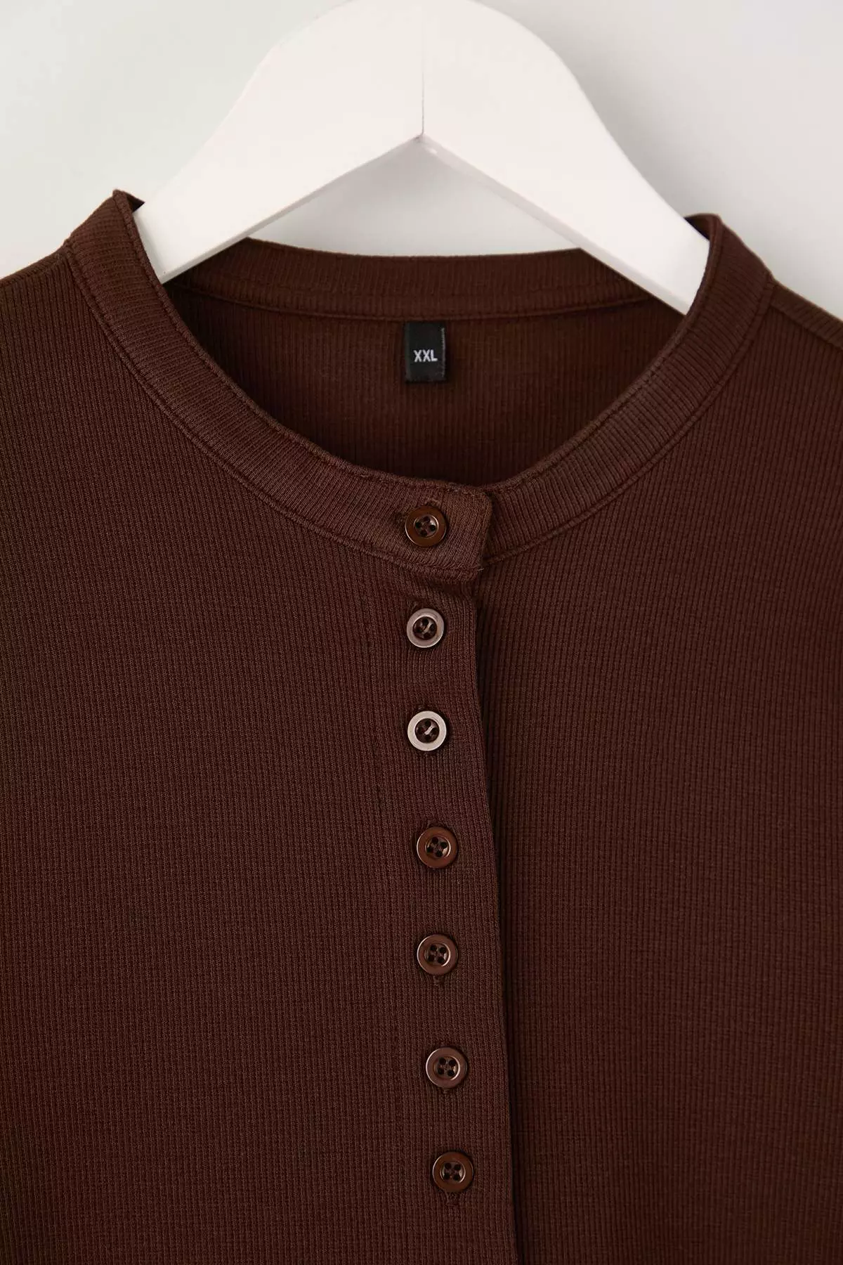 Brown Ribbed Knit Knitted Plus Size Blouse Tbbaw26Af00123