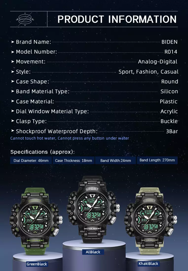 Jam Tangan Pria Digital Anti Air Original Olahraga Multifungsi Bercahaya Alarm Jam Tangan Cowok green