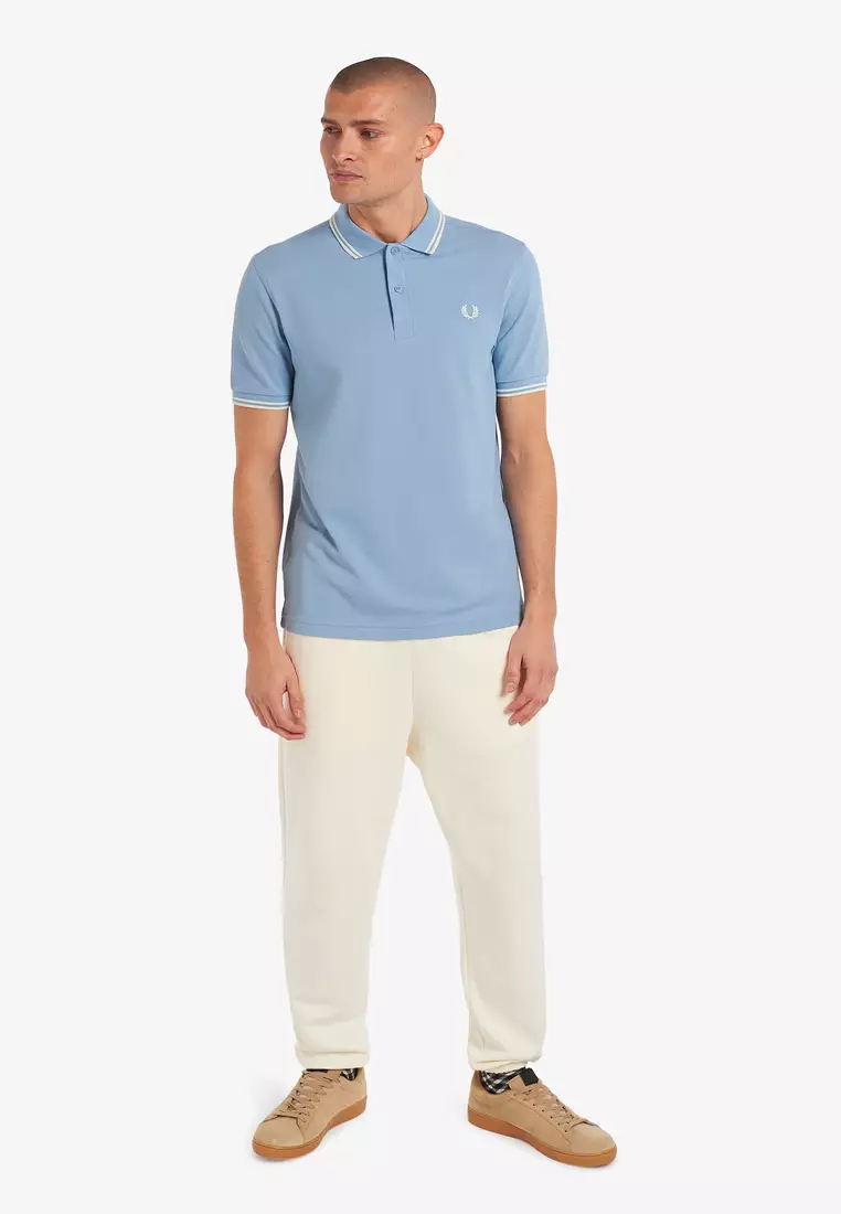 Fred Perry M3600 Twin Tipped Fred Perry Shirt (Sky Blue / Snow White / Snow White)