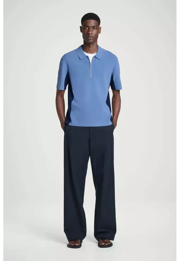 MESH-PANEL ZIP-UP POLO SHIRT