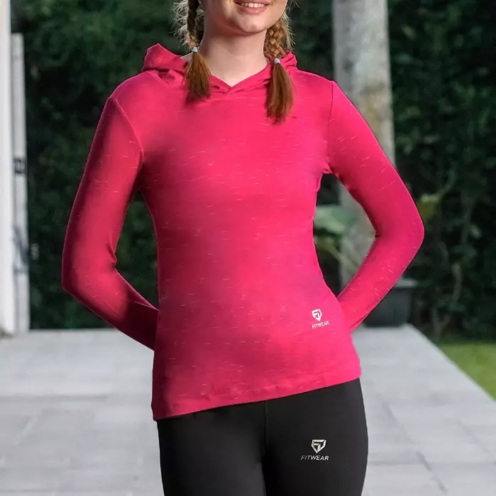 Fitwear - Kaos Olahraga Wanita ATALIA BASIC HOODIE LS - FUSCHIA