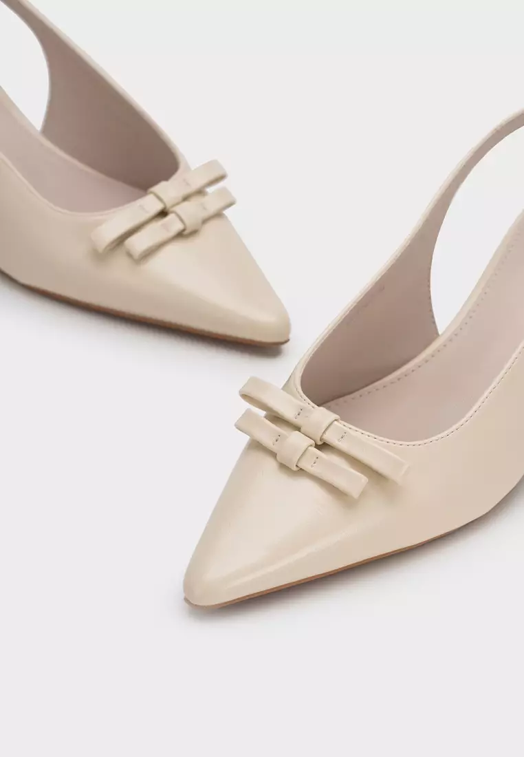 POINTY TOE SLINGBACK HEEL WITH BOW
