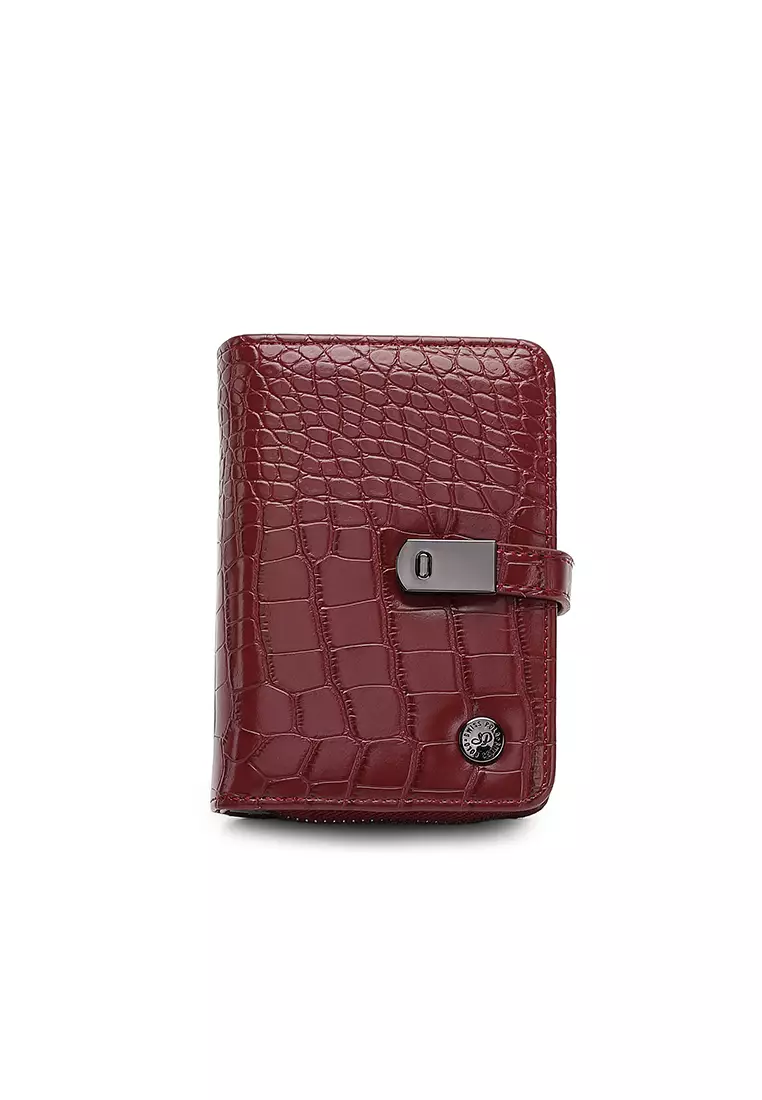 Women's Croc Wallet with Coin Compartment (短錢包) - 紅色